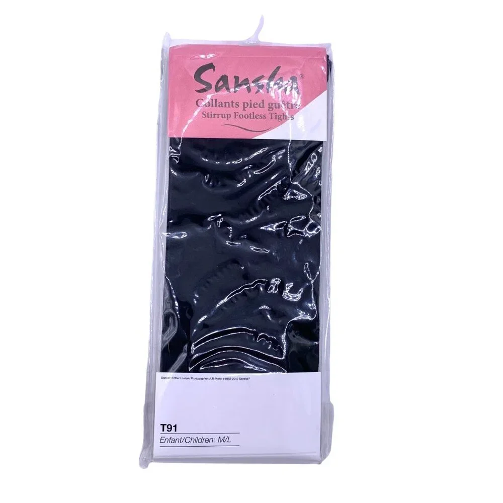 New Sansha Stirrup Black Child’s M/L Tights Pack of 3, T91 Dance Jazz Lyrical